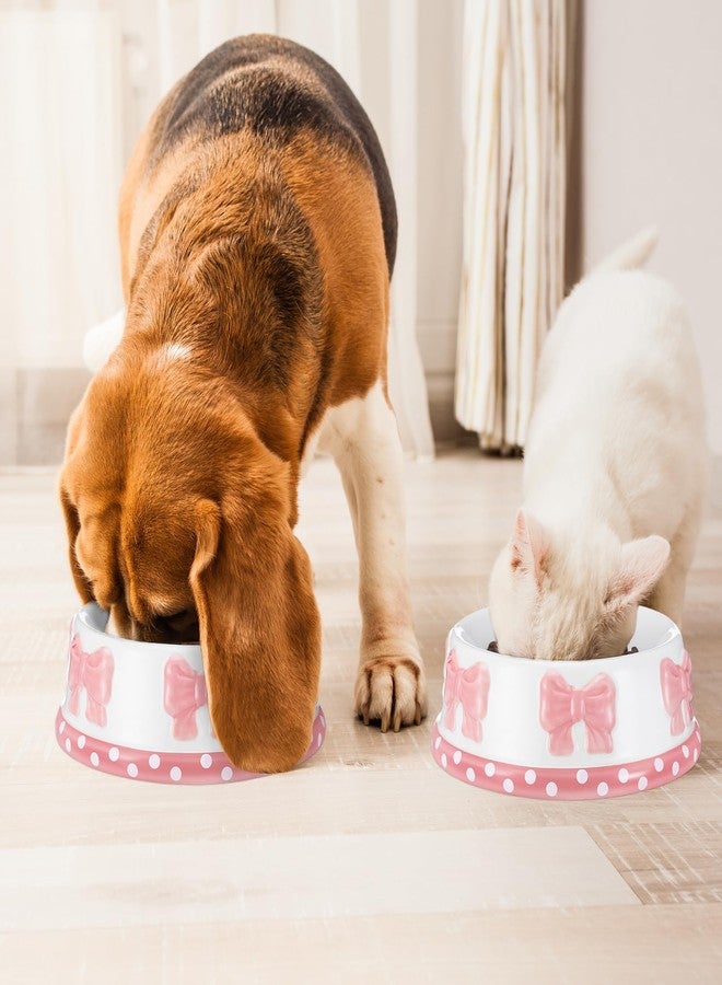 Reallnaive 1 Pcs Pink Bow Ceramic Bowl for Small Dog and Cat Cute Bowtie Pet Bowl for Food Water Macaron Pink Puppy Dish Pets Feeding Bowls Suitable for Small Cat Dogs - Image 5